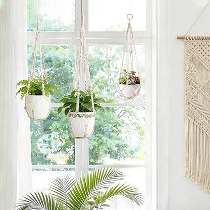 LEWESU 3 Pack Macrame Plant Hanger Indoor 3 Different Sizes Hanging Planter - Image 2