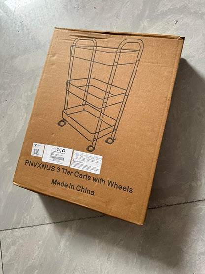3-Tier Rolling Cart, Metal Utility Storage Carts - Image 8
