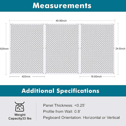 Pegboard Rack Garage Storage, Steel Pegboard Heavy Duty- 3 Pack 16-Inch X - Image 4