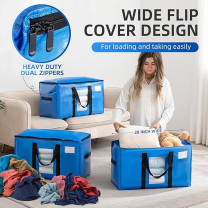TAILI Extra Large Moving Bags, 8 Pack Blue Heavy Duty Totes - Image 3