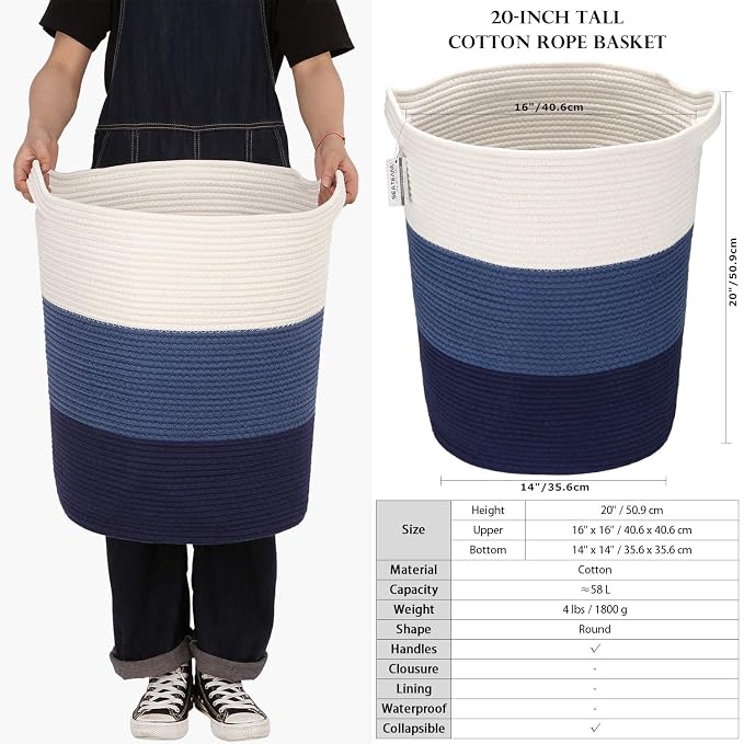 Sea Team Large Size Cotton Rope Woven Storage Basket - Image 5