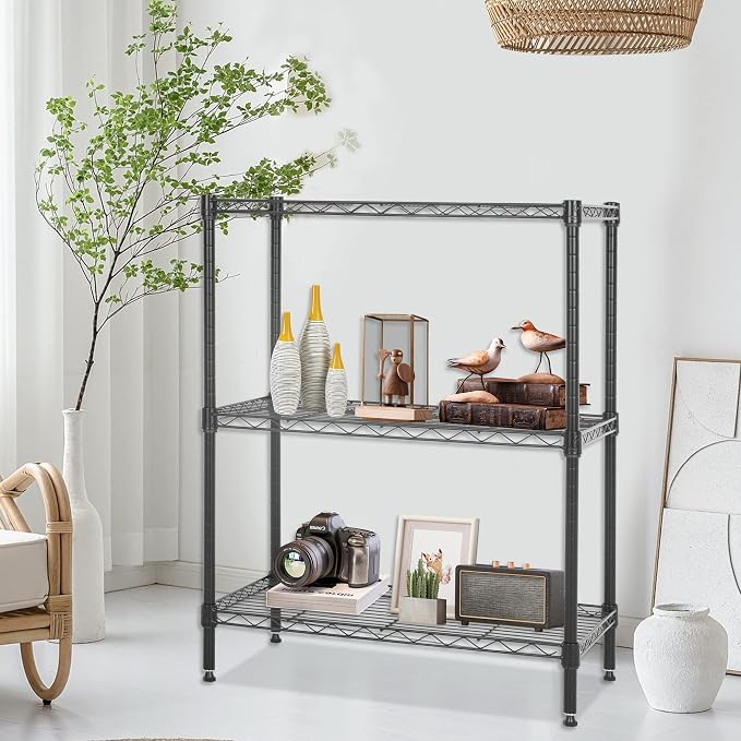 FDW Wire Shelving Units Adjustable Metal Storage Rack 23D x 13W x 30H 3 Tier - Image 2