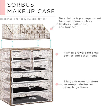 Sorbus Clear Cosmetic Makeup Organizer - Image 2