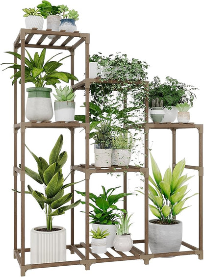 Bamworld Tall Plant Stand Indoor Wood Shelf Outdoor Tiered Rack by Bamworld