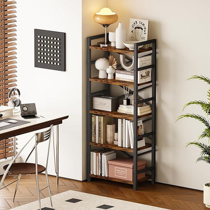 Organization and Storage, 5 Tier Bookshelf, Tall Bookcase - Image 6