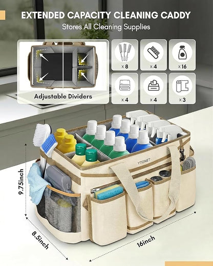 Ytonet Cleaning Caddy Bag with Detachable Apron, Extra Large Cleaning Supplies - Image 3
