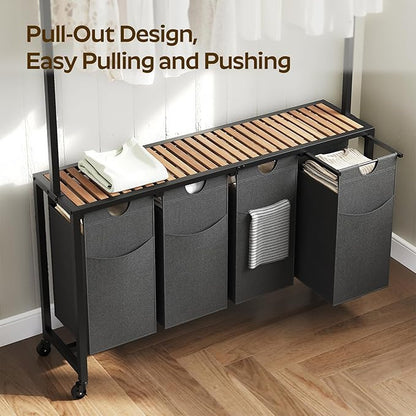 YATINEY Laundry Sorter 4 Section, Rolling Laundry Hamper - Image 5