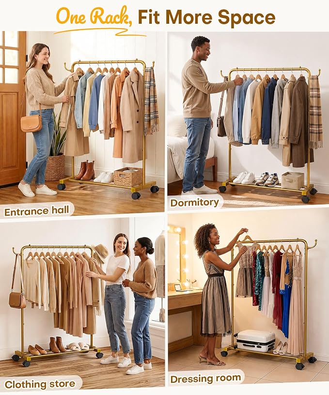 Homde Rolling Clothes Rack - Image 4