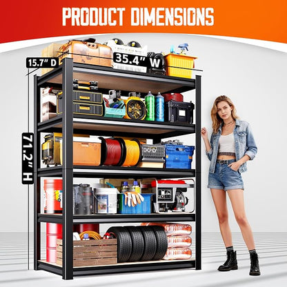 Set of 3 Garage Shelving-2050LBS 5 Tier Storage Shelves, Adjustable Heavy Duty - Image 3