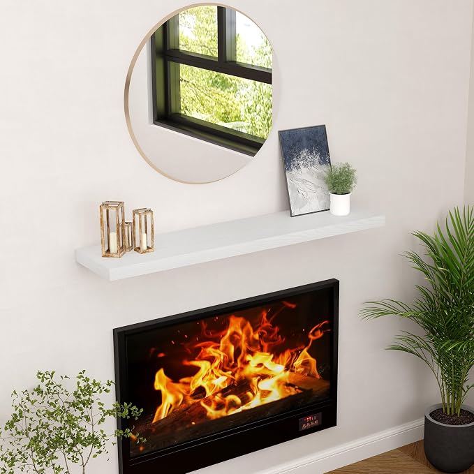 Fun Memories White Floating Shelves 48 Inch Long, Wood Wall Shelves 48x9.3x1.5 - Image 5