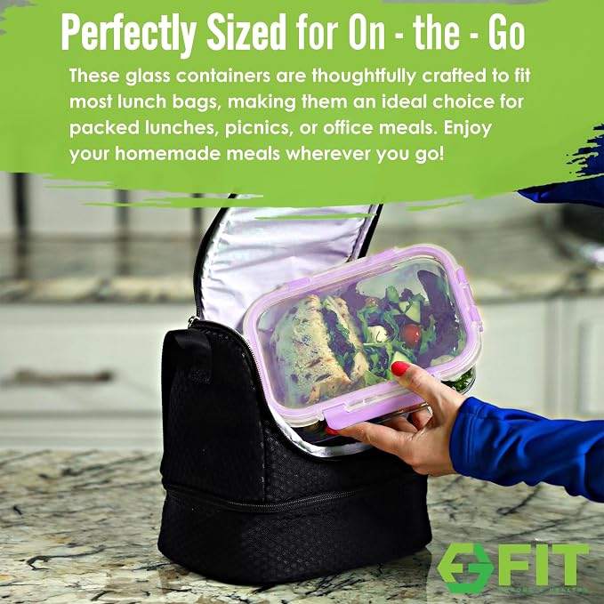2 & 3 Compartment Glass Meal Prep Containers - Image 6