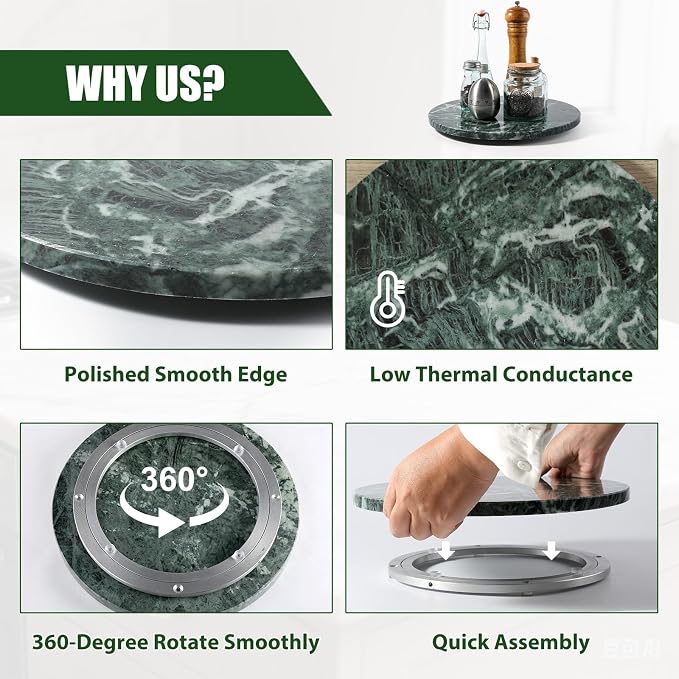 12" Marble Lazy Susan Turntable - Image 2