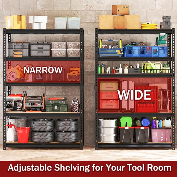 72" H Heavy Duty Garage Shelving, 2400LBS Capacity 5-Tier Storage Shelves - Image 6