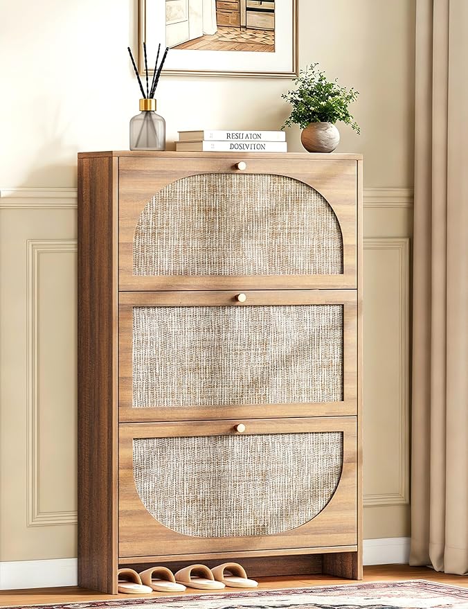 Nicetree Rattan Arched Accent Shoe Storage Cabinet by Nicetree