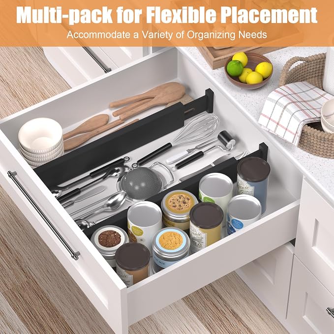 Bamboo Drawer Dividers, 17-22" Adjustable Kitchen Drawer Organizer - Image 2