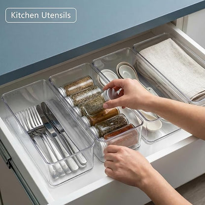 Qilinba 8 PACK Drawer Organizers Deep Drawer Organizer Bins Silverware - Image 6