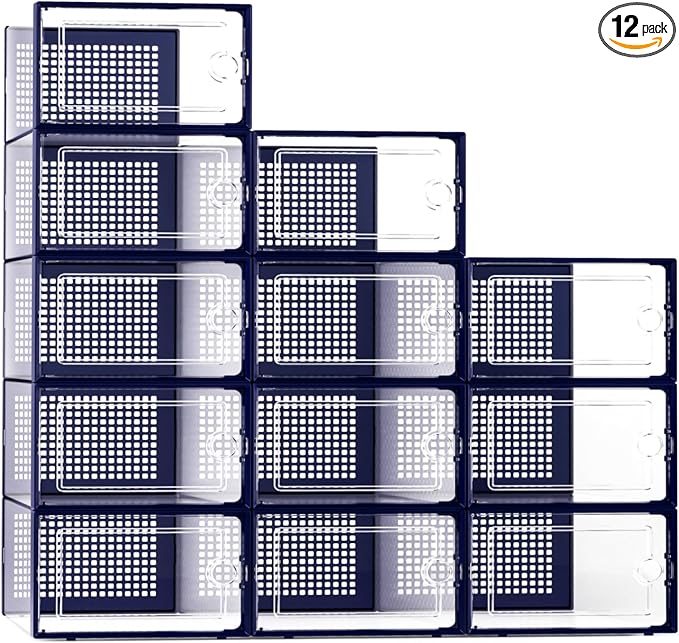 Kuject X-Large Shoe Storage Boxes 12 Pack, Entryway & Under-Bed Storage by Kuject