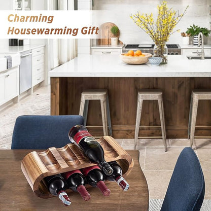 BLUEWEST Wooden Countertop Wine Rack – 8-Bottle Acacia Wine Holder Stand – - Image 5