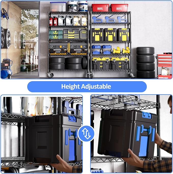 Wire Shelving with Wheels for Garage, 48” Heavy Duty Utility Storage Shelf | - Image 5