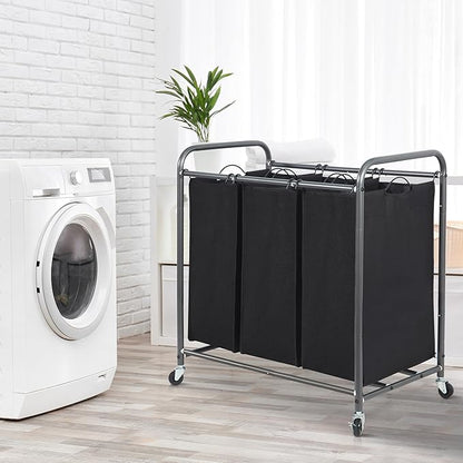 STORAGE MANIAC 3 Section Laundry Sorter, 35.9 Gal Laundry Hamper Cart - Image 6