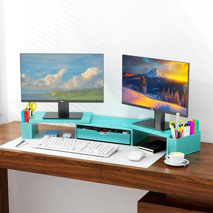 Spacrea Metal Desk Organizers and Accessories, Dual Monitor Stand Riser - Image 4