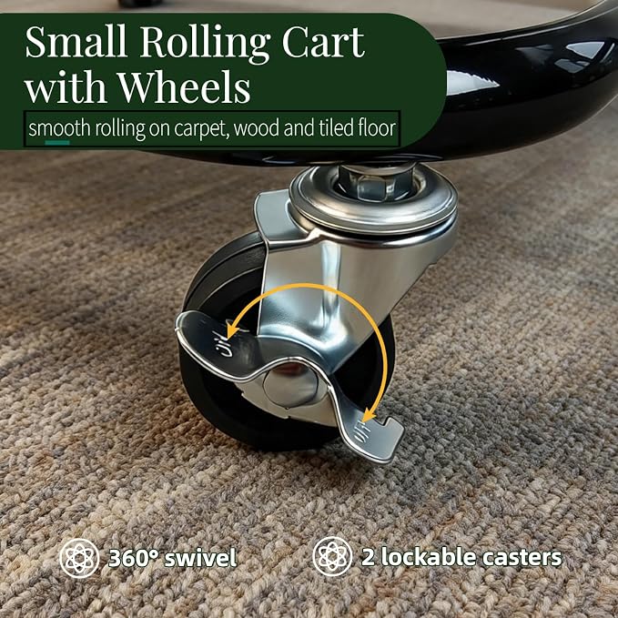 2 Tier Cart with Wheels Heavy Duty Metal Rolling Storage Cart - Image 6