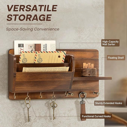 Rebee Vision Pine Wood Key Holder Wall Mount - Image 6