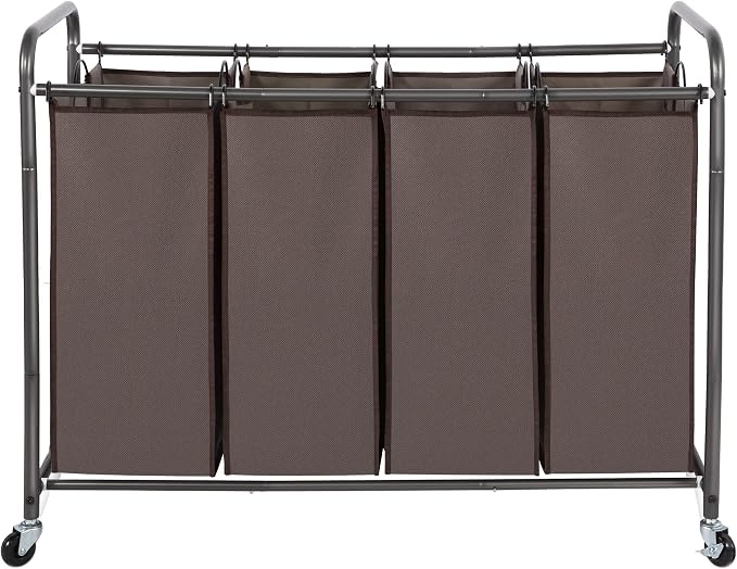 STO STO Laundry Sorter 4 Section, 4 Bag Laundry Hamper, Rolling Laundry Cart by STOSTO