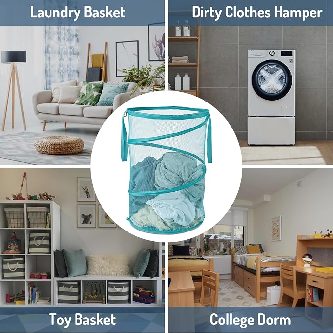 Mesh Popup Laundry Hamper 115L Collapsible Laundry Basket No Lid Extra Large - Image 7