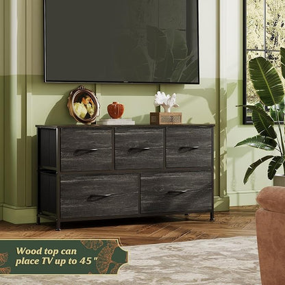 WLIVE Wide Dresser for Bedroom, 5 Drawer Chest of Drawers, Wide storage design - Image 4