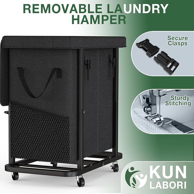 50 Gal Laundry Basket with Lid, Rolling Laundry Hamper with Wheels, Dirty - Image 5