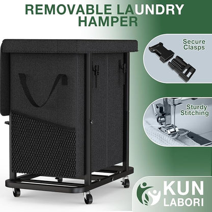 50 Gal Laundry Basket with Lid, Rolling Laundry Hamper with Wheels, Dirty - Image 5