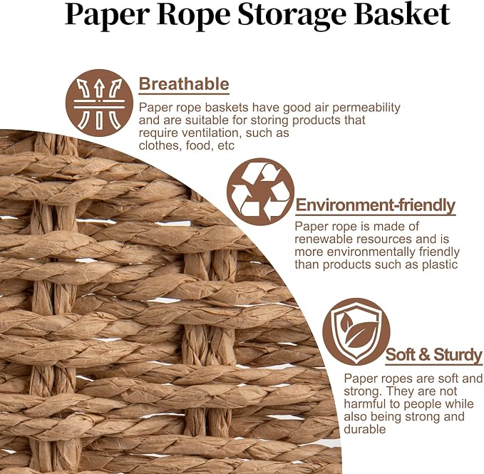 OIAHOMY Scalloped Wicker Baskets, Hand-woven Storage Baskets - Image 8