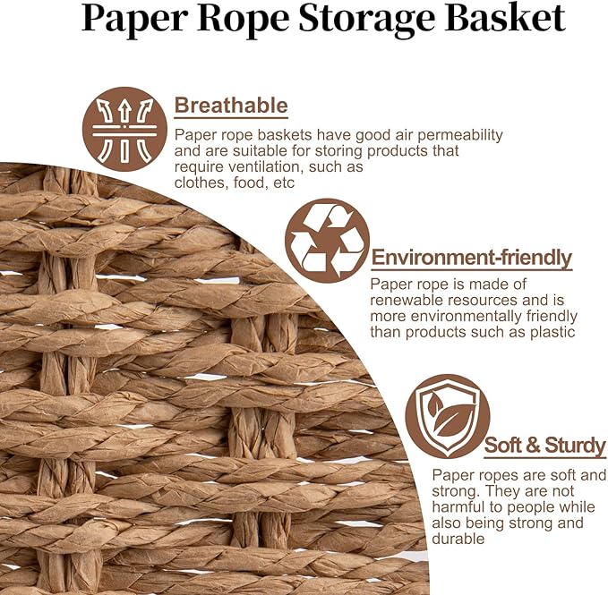 OIAHOMY Pantry Baskets for Organizing, Paper Rope Baskets - Image 5