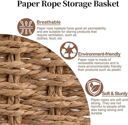 OIAHOMY Pantry Baskets for Organizing, Paper Rope Baskets - Image 5