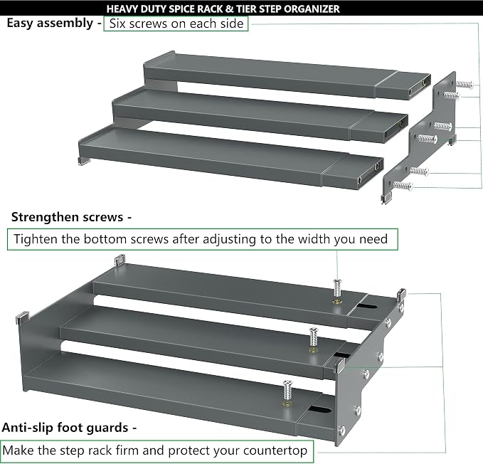 Spice Rack Organizer for Cabinet, 3 Tier Expandable Spices Storage, Pantry and - Image 6