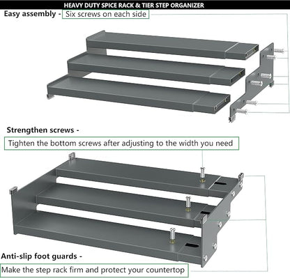 Spice Rack Organizer for Cabinet, 3 Tier Expandable Spices Storage, Pantry and - Image 6