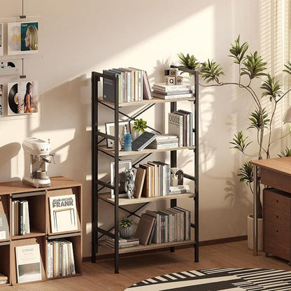 Homeiju Folding Bookshelf, 4 Tier Bookcase Foldable Shelf - Image 2