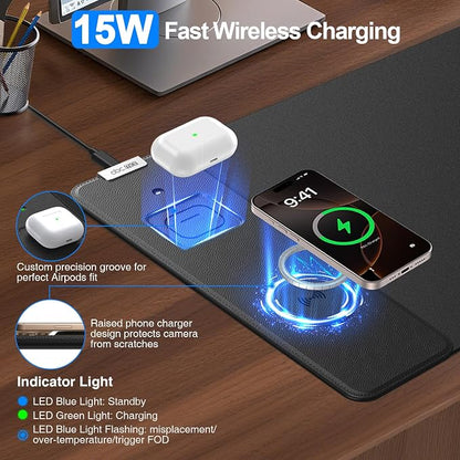 Magnetic Wireless Charging Mouse Pad, 27.5"x11.8" Gaming Desk Mat - Image 2