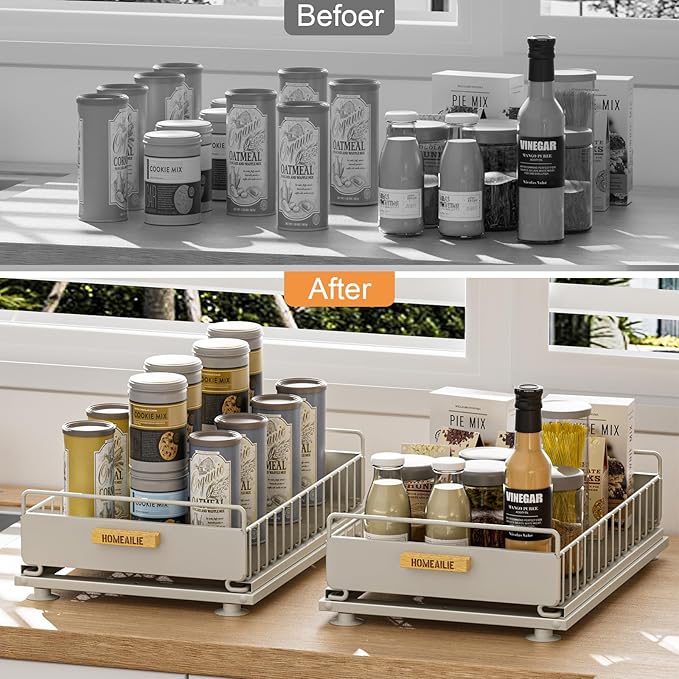 Under Sink Organizer, Single Tier Metal Pull Out Sliding Drawer Shelf - Image 5