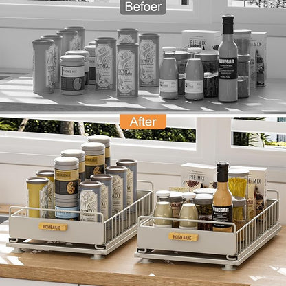 Under Sink Organizer, Single Tier Metal Pull Out Sliding Drawer Shelf - Image 5