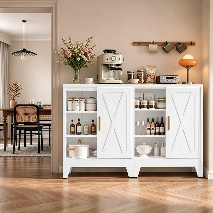 Kitchen Sideboard Buffet with Storage, Adjustable Shelves, Small Pantry Storage - Image 2