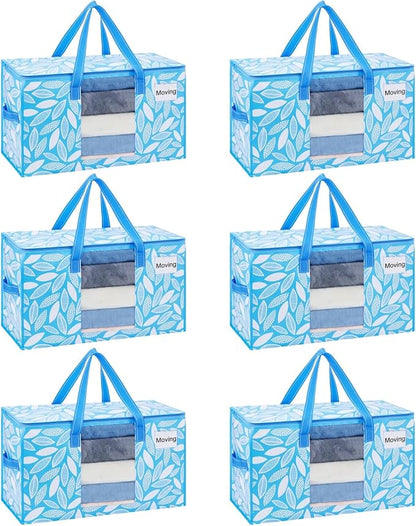 VENO 6 Pack Heavy Duty Moving Bags, Clothes and Comforter Storage Bags by Veno