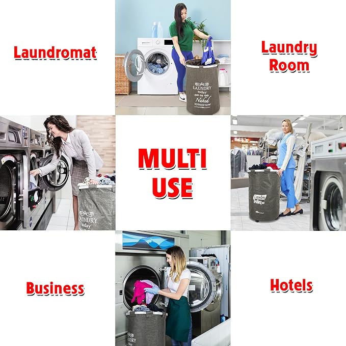 dbest products Bigger Laundry Trolley 360 Rolling Hamper Basket on wheels Bag - Image 4