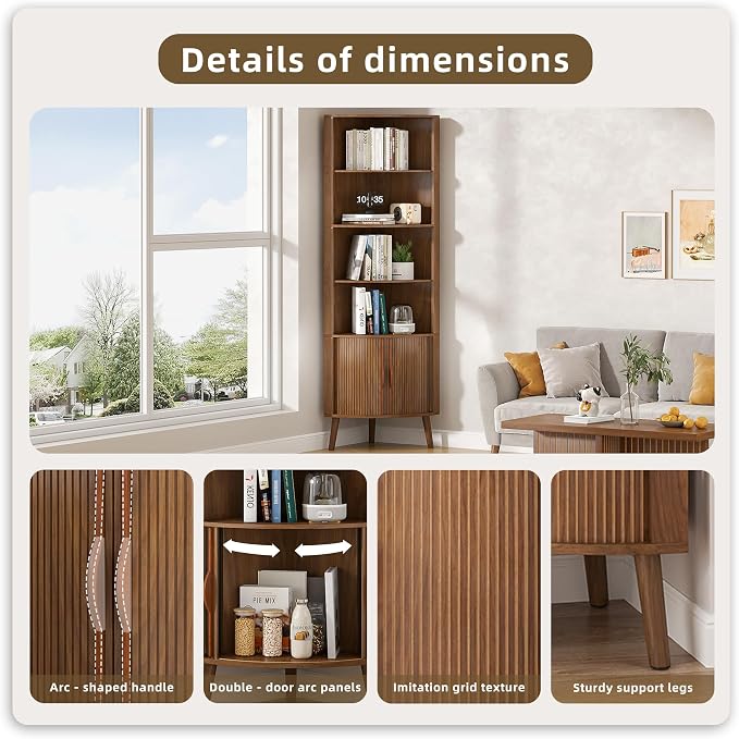 Corner Cabinet, 66.73'' Tall Modern Corner Bathroom Storage Cabinet - Image 4
