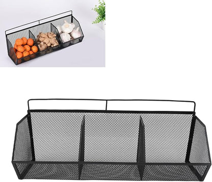 Metal Wire Basket, 3 Grids Wall Hanging Baskets, Wall Mount Slanted Opening - Image 3
