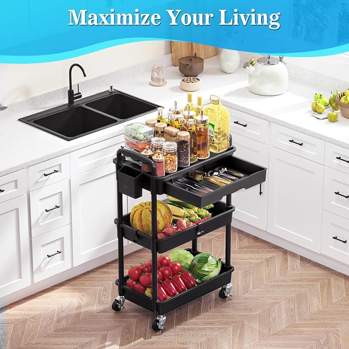 SUNALLY 3 Tier Rolling Cart - Image 7