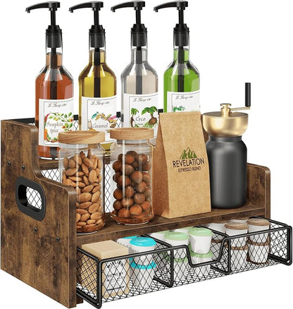 Homode Coffee Syrup Rack Organizer, 3-Tier 8 Bottles Syrup Holder Stand by Homode