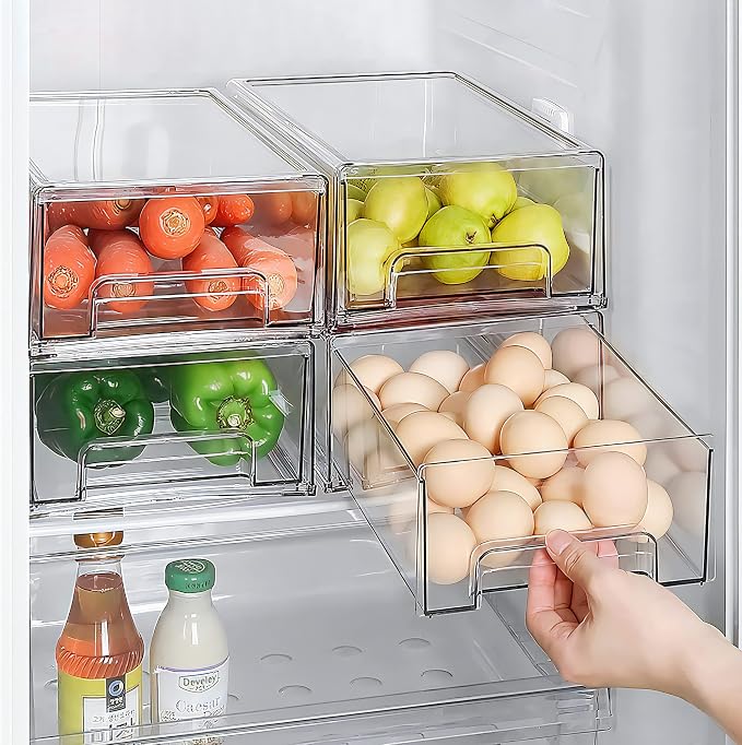 Mano 2Pack Clear Fridge Drawers Pull Out Stackable Refrigerator Drawer - Image 2