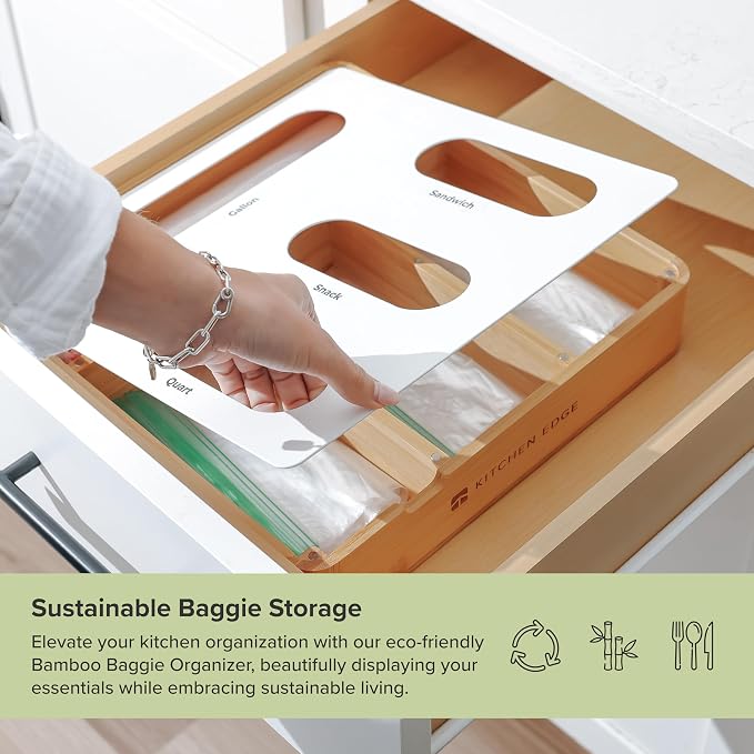 Premium Bag Organizer – Kitchen Edge 4-Slot Bamboo Organizer - Image 5